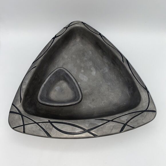 Lenox Pewter Metal Chip And Dip Tray triangle set - Picture 1 of 11
